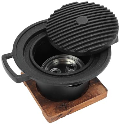 Mini parrilla de Stovetop, estufa de hierro fundido de hierro interior sin palos sin humo para acampar y otros interiores de la cena familiar y otros interiores