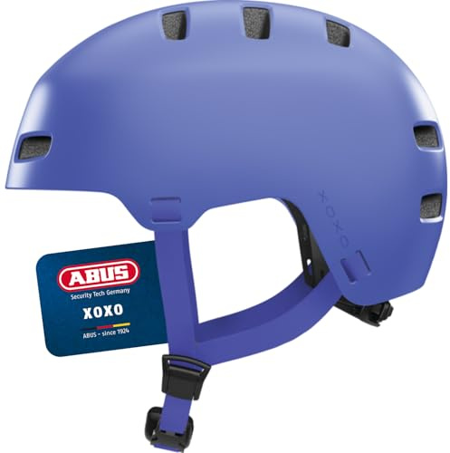 ABUS Casco da bicicletta XOXO - Casco da città in stile skater - Casco per skateboard, bicicletta, monopattino - con imbottitura ottimizzata per il mento - per adolescenti e adulti - taglia M blu mono