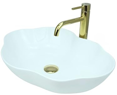 GTM Design Aufsatzwaschbecken Matt Modern Waschbecken ohne Hahnloch - Elegant Aufsatzwaschbecken Oval für Badezimmer und Gäste WC - nur Bad Waschbecken - Modell 7
