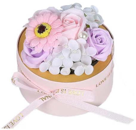 FUANA Bouquet de fleurs de savon dans une boîte cadeau, parfum rose savon fait main et décoration