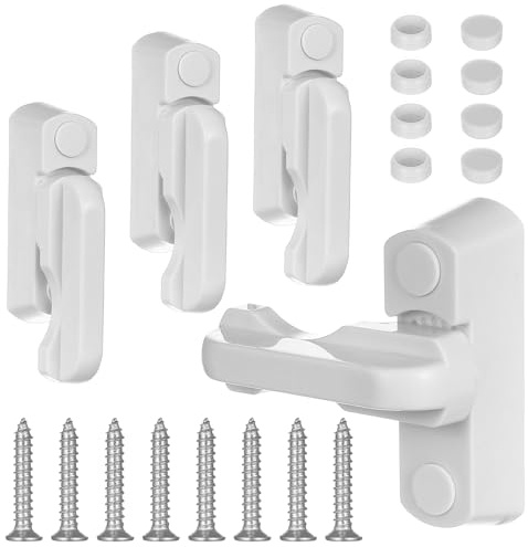 4 Pcs Poignée de Fenetre PVC, Bloqueurs de Fenêtres, Poignee Fenetre PVC, Bloque-Fenêtre, Verrous de Sécurité, Verrous de Bloqueurs de Porte pour Portes et Plupart des Fenêtres Domestique(Blanc)
