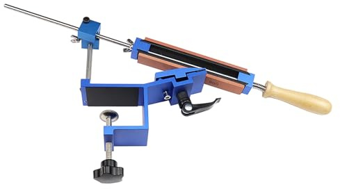 Dioche Affilacoltelli, Portatile Affilacoltelli Portatile - di Affilatura Professionale 2 in 1 per Cucina in Metallo con Design a Morsetto Rapido e Regolazione dell'angolo di 15-40 Gradi - Include 8