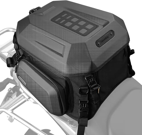 Rhinowalk Bolsa trasera para motocicleta (negro mate, versión mejorada, 23-35 L)