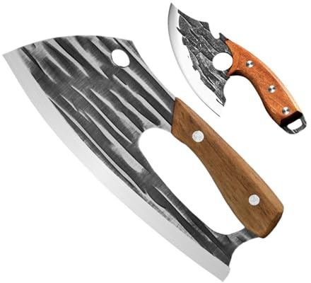 Heavy Duty Meat Hatchet - 2-Piece Chicken Cutting Tool Set, Meat Chopper - for Kitchen, Restaurant, Barbecue, Barbecue, Meal Preparation, Apartment, Catering, Worktop
