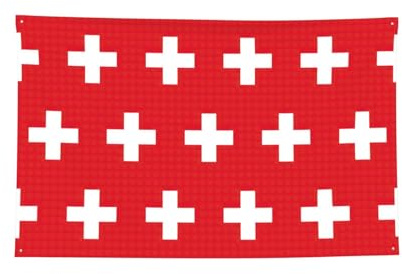 Bandera suiza impresa con cuatro agujeros decorados, bordes cosidos, bandera de pared para decoración de pared de oficina y hogar