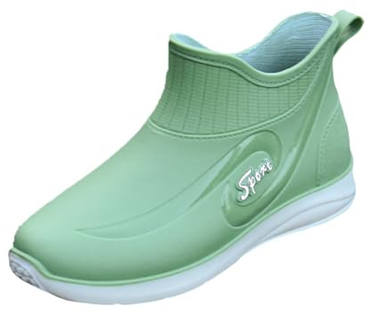 Generisch Stivali di gomma da donna, a gambo corto, slip-on, piatti, per il tempo libero, per la pioggia, estivi, impermeabili, antiscivolo, scarpe da giardino, per pesca, attività all'aperto, verde