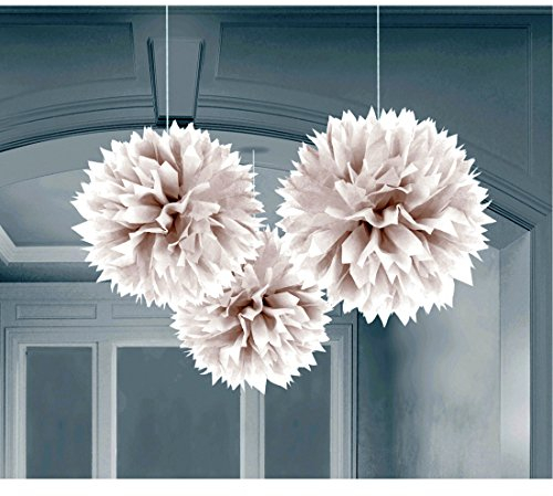 Amakando Papier Wabenball im 3er Set 40,6cm als Deckendeko Fluffy Ball Pompons Deckenhänger weiß Honeycomb Wabenbälle Party Raum Dekoration Tissue Ball Deckenabhänger Wabendeko Hängedeko