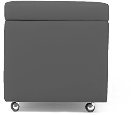 Arketicom New Pandora Swing Sitzsack Sitzhocker mit Rollen in Kunstleder Fußstütze mit Rollen Sessel Sitzbank gepolstert Gummi Feder Puff Design Hauptdécor Couchtisch zeitgenössisch 42x42 grau