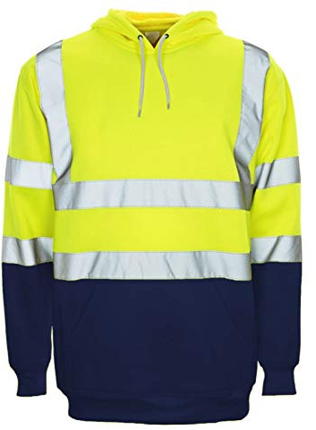 Janisramone® Herren Fleece Pullover Warnschutzjacke Warnjacke Winter Langarm Reflektor Jacke Herren Baustellen Hi Vis Hoodie Sweatshirt