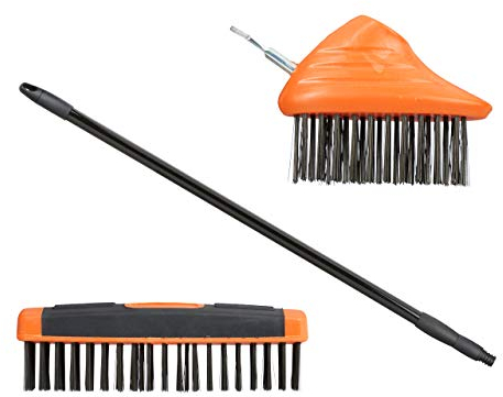 Relaxdays Fugenbürste Set mit Teleskop-Stiel, Carbon-Stahl Borsten, Fugenkratzer & Schrubber, Unkraut, 80-140cm, schwarz