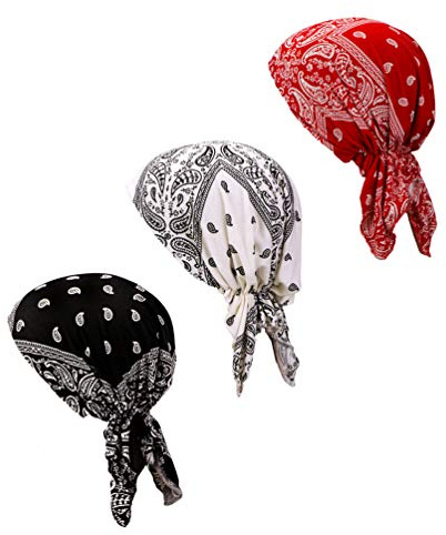 Lot de 3 Foulards Chimio pré-noués pour Femme (Style 6 Long), Taille Unique