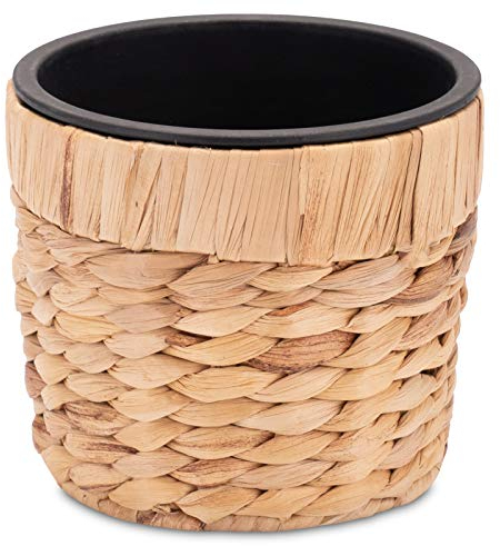 Decorasian Pot de Fleurs Rond tressé en jonc de mer avec Insert en Plastique Stable pour la Plantation - Pot de Fleurs - 16cm