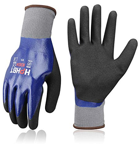 HPHST wasserdichte Arbeitshandschuhe Nitrilbeschichtung Handschuhe wasserdichte und Öldichte Gartenhandschuhe Bauhandschuhe für Herren und Damen