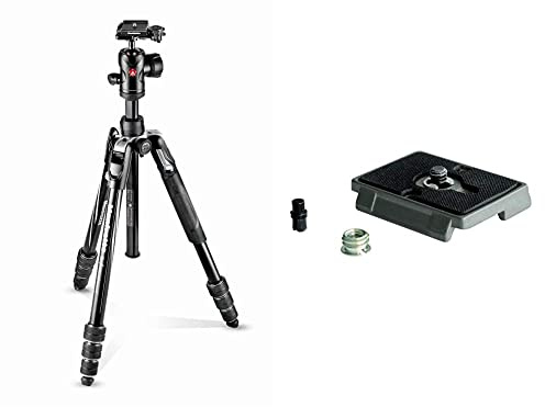 Manfrotto Befree Advanced con Chiusura Twist, Kit Treppiede da Viaggio con Testa a Sfera, Portatile e Compatto & 200PL Piastra Rapida in Alluminio, da 1/4%22 a 3/8%22, Nero