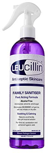 Leucillin First Response Hypochlorous Acid Spray – Antibacterial Antiseptic Spray Hand Sanitiser Alcohol Free First Aid & Family Sanitiser (500ml)
