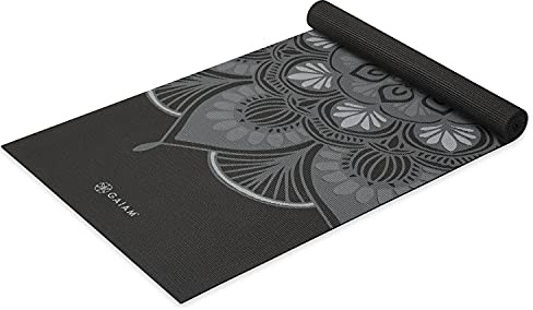 Gaiam Yoga Mat - Classic 4mm Print Thick Non Slip Exercise & Fitness Mat for All Types of Yoga, Pilates & Floor Workouts (68 x 24 x 4mm) - Mystic Ink