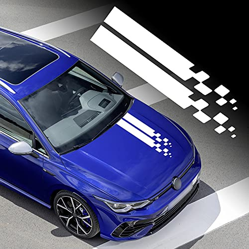 TOMALL 89cm x 9cm Motorhaube Streifen Aufkleber Autorennen Sport Seitenschweller Dachhaube Stoßstange Aufkleber Universal Vinyl DIY Modifizierte Streifen Aufkleber Dekoration für Auto (Weiß)