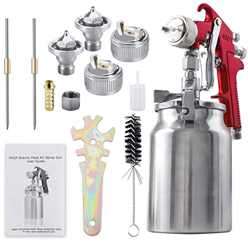 CarBole Saug-Farbspritzpistole: Professionelles Luftsprühsystem für LKW-Möbelzaun 1000cc Farbbecher mit 1,3 mm 1,8 mm 2,0 mm Düse (Rot)