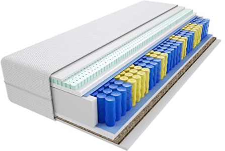 Godre Matratze 165x200 cm Doppelmatratze, H3 & H4 Federkernmatratze, Taschenfederkernmatratze 20 cm Hoch Latex Seegras Hypoallergene, HR-Schaum, Wendematratze mit Klimafaser, Salvo Gras