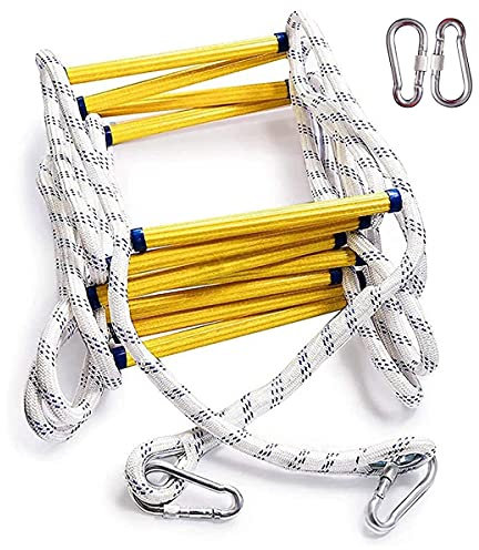 PHONME Strickleiter Feuerfeste Rettungsleiter Weiche Leiter Feuerleitern 3m 5m 8m 10m 15m 20m Für Kinder Und Erwachsene Tragfähigkeit bis zu 420 kg mit Haken(Size:8m)