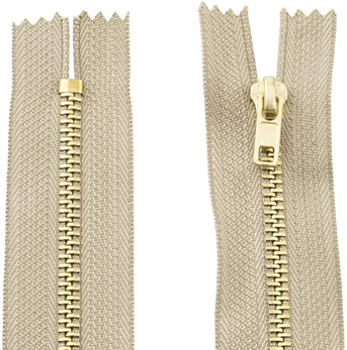 AERZETIX - C61310-2er-Set nicht trennbare Reißverschlüsse 20 cm aus metall - zipper - Farbe Cappuccino - nähzubehör lederwaren etuis röcke kleider hosen kurzwaren