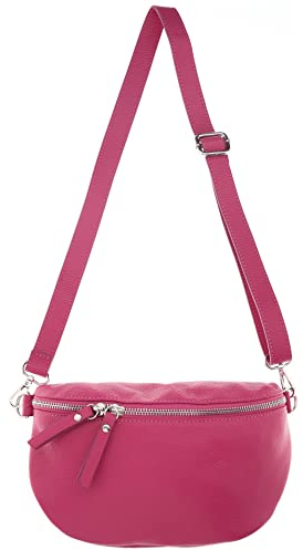 Zwillingsherz Bauchtasche mit Reißverschluss aus 100% Echtleder - Hochwertige Schultertasche zum Umhängen für Damen Frauen – Crossbag groß und elegant - Umhängetasche Handtasche Bag