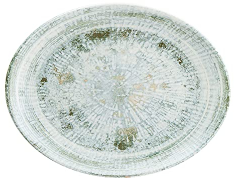 Bonna 6x Servierplatten Speiseteller Essteller Platte Porzellan Geschirr Grün Weiß Odette Olive Moove oval 31x24cm Kantenschutz