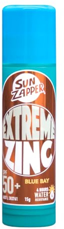 Sun Zapper Extreme Zinc Sunscreen Stick SPF 50+ Blue Bay – Colored Water Resistant Mineral Sunscreen for Face, Zinc Oxide Surf Sunscreen Stick for Water Sports, 15g (0.53 oz), Australian Made