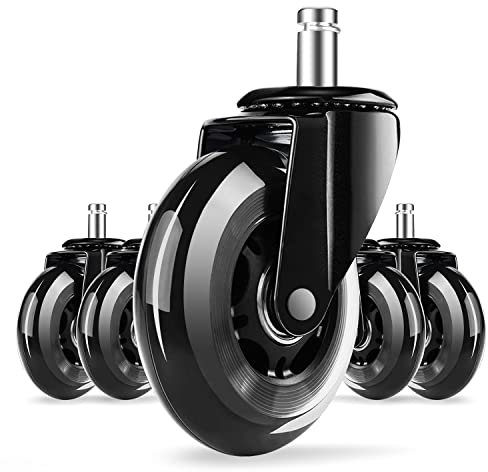 Airchros Bürostuhl Rollen, 5er Set Rollen für Bürostühle, Bodenschutz, 11mm x 22 mm Hartbodenrollen für Bürostuhl