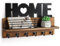 Porte Clef Mural Bois à 6 Crochets - HOME Décoration Boîte à Clés Vintage, Boite a Clefs Murale avec Étagère de Rangement pour Rangement Des Clés et Courrier à L'entrée, Support Clef Mural (Rétro)