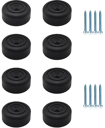 pafnisoin Piedini per mobili, colore nero, 8 pezzi, rotondi, diametro 33 x altezza 13 mm, piedini in plastica per mobili, divano, con 8 viti per armadio, divano, sedia