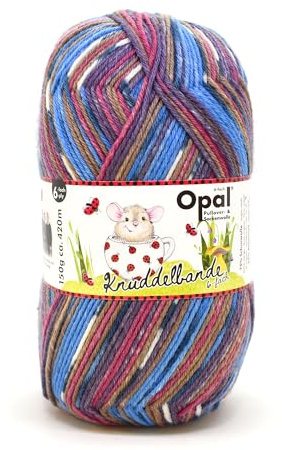 Opal Knuddelbande (420m) 6-fädiges Garn - Wollmischung, zum Stricken warmer Socken mit einzigartigen Farbmustern, 11325, 1 x 150g