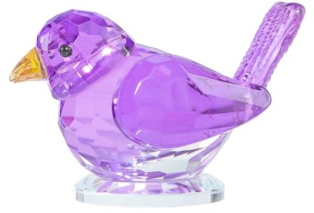 Qianwei Lila Kristall Vogel Figur Sammlerstück – Handgemachte Glas Tiere Figuren Kristall Büro Schreibtisch Tisch Home Decor Briefbeschwerer