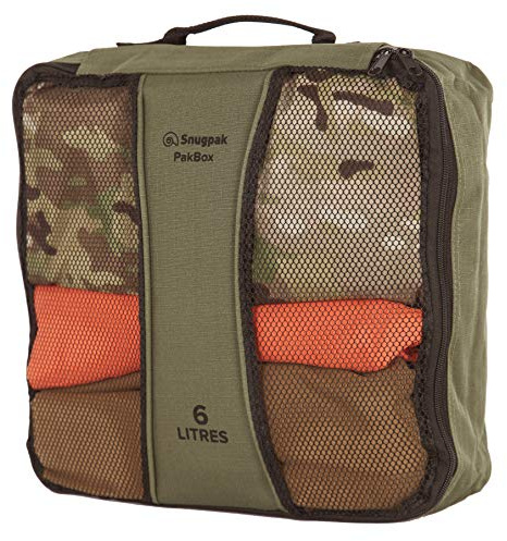 Snugpak Pakbox WGTE - Packkuber för att organisera redskap, kläder, nödvändigheter - tunga ripstop-tygförpackningskuber med nätvisningspanel för resor, camping och hemförvaring - oliv (6 L)