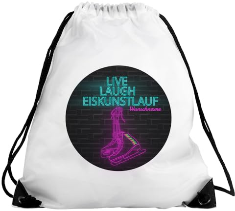 Eurofoto Turnbeutel mit Namen und Motiv mit Eiskunstlauf | Sport-Beutel mit Hobby personalisiert | Gymbag mit Wunschnamen