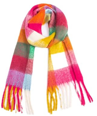 Frauen Winterschal Bunte Karierte Schals Dicke Lange Weiche, Warme Schals Damen Schal und Schal