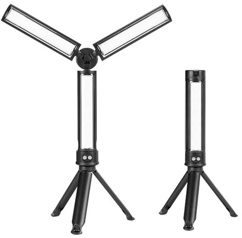 Candeon Lampe De Travail LED Rechargeable, Lampe D'inspection LED Rechargeable, Lampe De Travail Sur Trépied Pliable Lampe De Travail à LED Réglable Avec Trépied Pour Atelier, Mécanicien, D'urgence