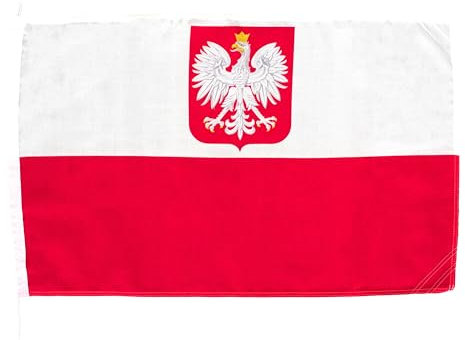 Netflags Bandiera della Polonia con stemma, 40 x 60 cm, con tessuto da 160 g/m²