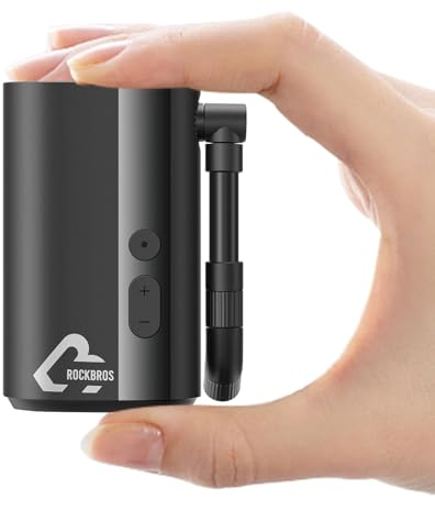 ROCKBROS Fahrradpumpe Mini Elektrische Akku Luftpumpe 5000mAh, 150PSI mit LCD-Bildschirm LED Drucksensor Ventile für Fahrräder Autos Motorräder MTBs