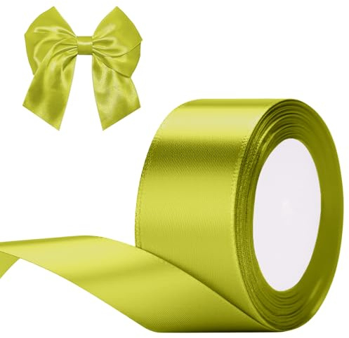G2PLUS Grasgrün Satinband 50mm, Breit Dekoration Geschenkband, 22m Schleifenband zum Bastel, Grasgrün Satin Dekoband für Geschenkverpackung, Dekoration