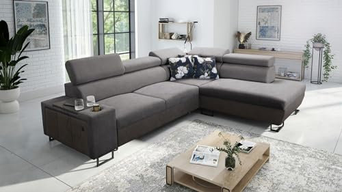 Ecksofa Melani VII 285x220cm - Schlaffunktion - Bettkasten - L-Form - Couch - Eckcouch - Schlafsofa - Wohnlandschaft - Sofa - Polstersofa - Couch - Freya210.23+Kunstleder Tauro8207 - Rechts - 26
