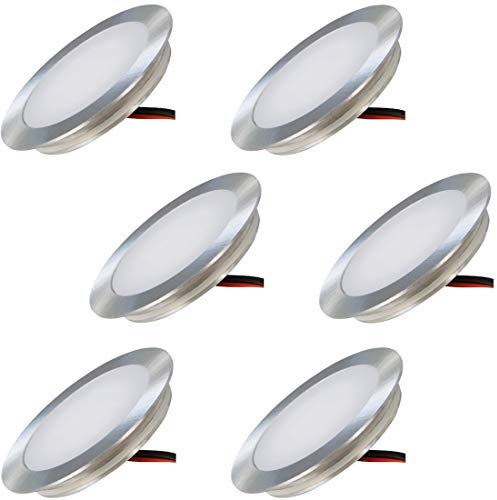 ETT Distribution GmbH 12V LED Bodeneinbauleuchten Ultra flach 6 x 0.5W Wandstrahler Tom 3000K Rund IP67 Bodeneinbauspots Trittfest Begehbar Lochausschnitt: 46mm