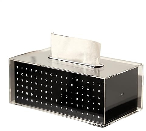 Kosmetiktücher Box Acryl-Taschentuchbox, Esstisch-Taschentuch-Aufbewahrungsbox, Schwarze Desktop-Taschentuchbox für Esszimmer Badezimmer Schlafzimmer