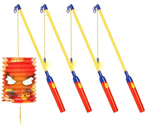 ZWOOS 4er Elektrischer Laternenstab,40cm LED DIY Aufkleber Laternenstab für St Martin Laterne Kinder Stab Laternenumzüge,Kinder Party Kostümpartys