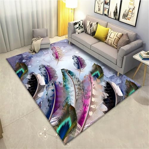 RUGMRZ Ornamente Büro Mädchen Teenager Schlafzimmer Rechteckiger Blauer Teppich Wohnzimmer Schmutzabweisender Mit Niedrigem Flor Büroteppich 80X120Cm 2Ft 7.5''X3Ft 11.2''