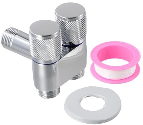 SFEWF G1/2 1 in 2 Out Dual Control Waschmaschine Wasserhahn Dreieck Ventil Küche Waschbecken Badezimmer Waschbecken (Grau)