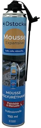 DSTOCK60-12 mousses expansives pistolables et manuelles 750ml - Mousse polyuréthane professionnelle - Isole, colle et rebouche - Extérieur et intérieur