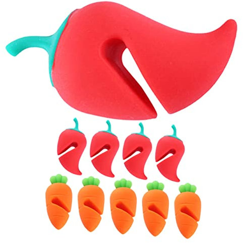 Ciieeo Silicone Lid Lifters Boil Over Spill Stoppers 10pcs Carrot and Chili Design Pot Spill Prevention Kitchen Boil Lifters for Pots and Pans