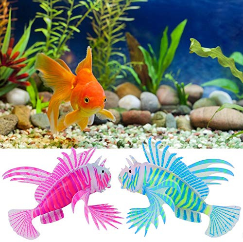 Vitdipy Aquarium-Feuerfisch-Dekoration, 2 Stück Aquarium-Aquarium-Landschaftsdekoration, Feuerfisch-Imitation, Saugnäpfe, geschmacksneutral für Aquarien