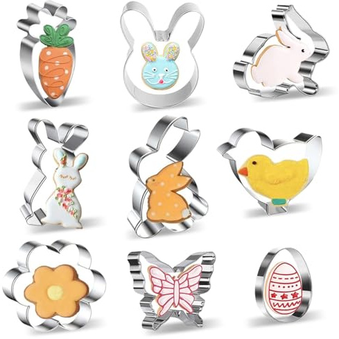9 Stück Ausstechformen Ostern, Keksausstecher Ostern Ausstecher Plätzchen Set, Edelstahl Ausstechformen Oster Ausstecher Set für Kekse Bonbons Kuchen